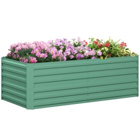 Light Green Garden Bed - Galvanized Steel Raised Planter with Rods 71 x 36 x 23