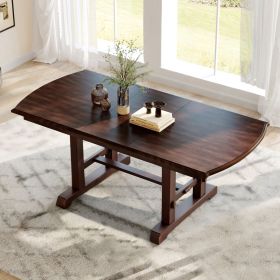 60"-78" Extendable Dining Table, Farmhouse Wooden Kitchen Table with Removable Leaf, Large Expanding Table for 4-8 (Cherry)