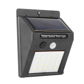 1Pc Solar Light 20 LEDs Outdoor PIR Motion Sensor Lights IP65 Waterproof 120 Degree Sensing Wide Angle Lighting For Garage Front Door Garden Path (Option: Black)