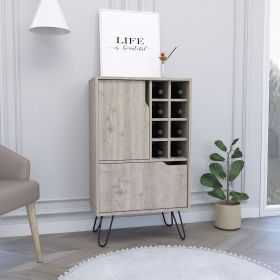 L Bar Cabinet Silhill, Eight Wine Cubbies, Two Cabinets With Single Door, Light Gray Finish (Color: as Pic)